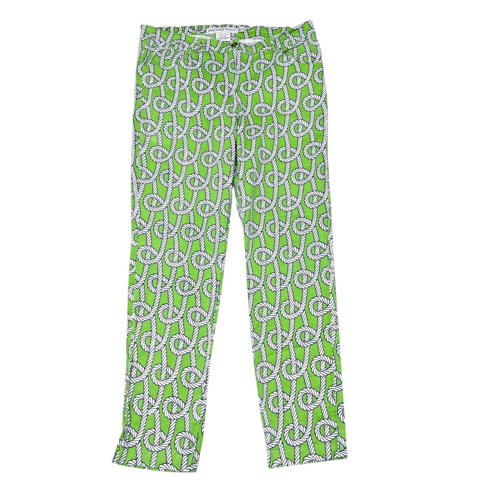 Gretchen Scott Pants Womens Size XL Green Rope Pattern Nautical Preppy Coastal